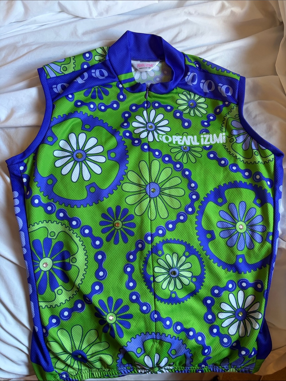 Pearl Izumi Green and Blue Floral Sleeveless Cycling Vest
